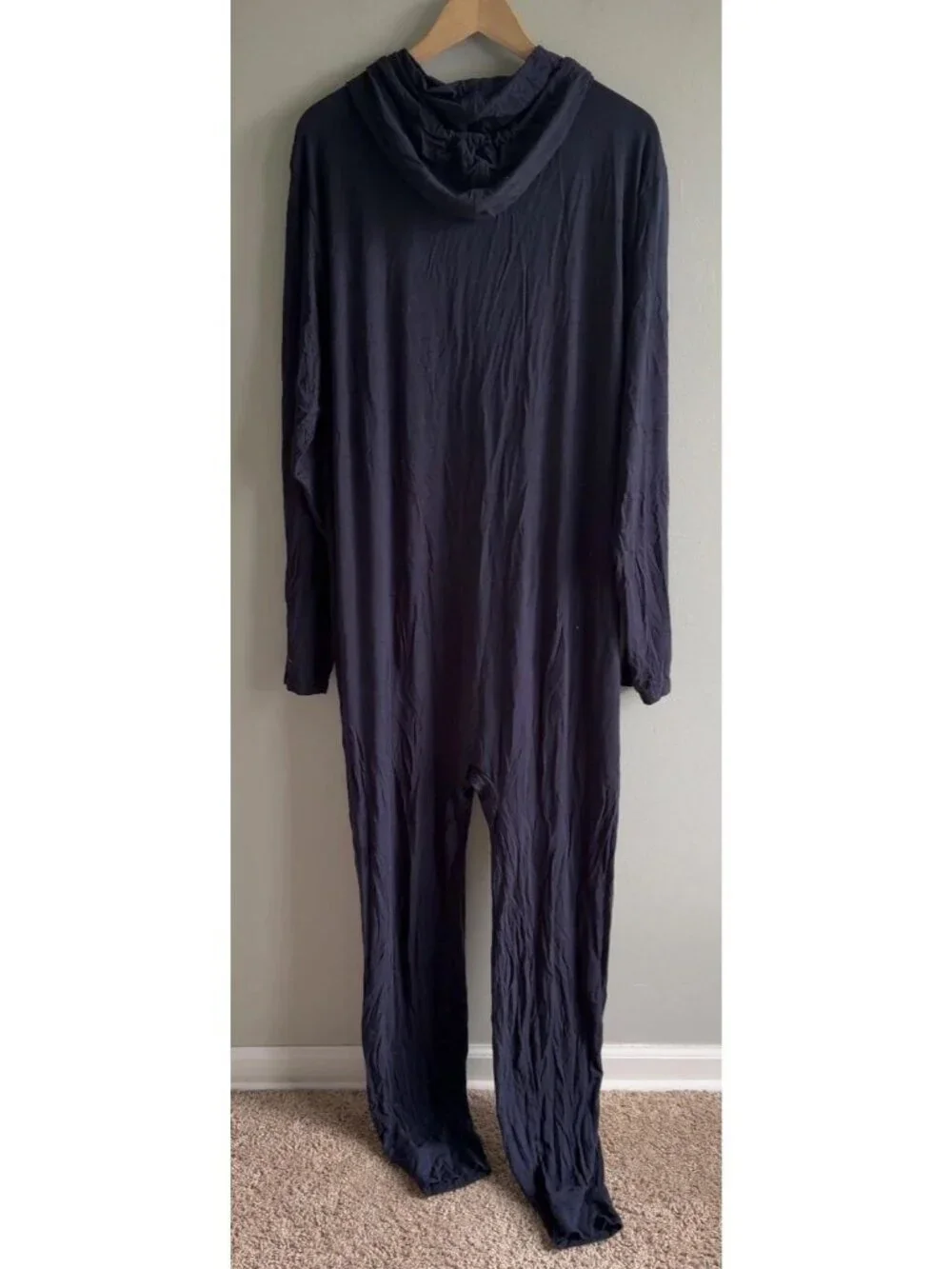 MeUndies Unisex Hooded Jumpsuit Navy Blue MicroModal Size L/XL Lounge Comfort
